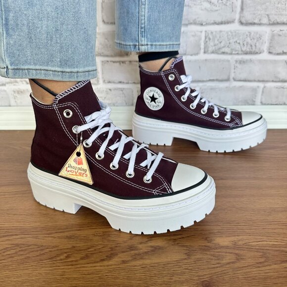 ❤️Converse Chuck Taylor Lugged Heel Platform Hi 7.5 Women Shoes Burgundy A09401C - Picture 3 of 12